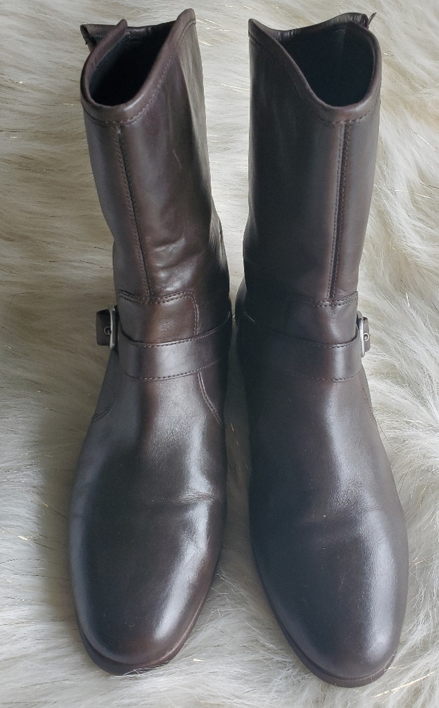 UGG Brown Leather Buckle Boots Size 9